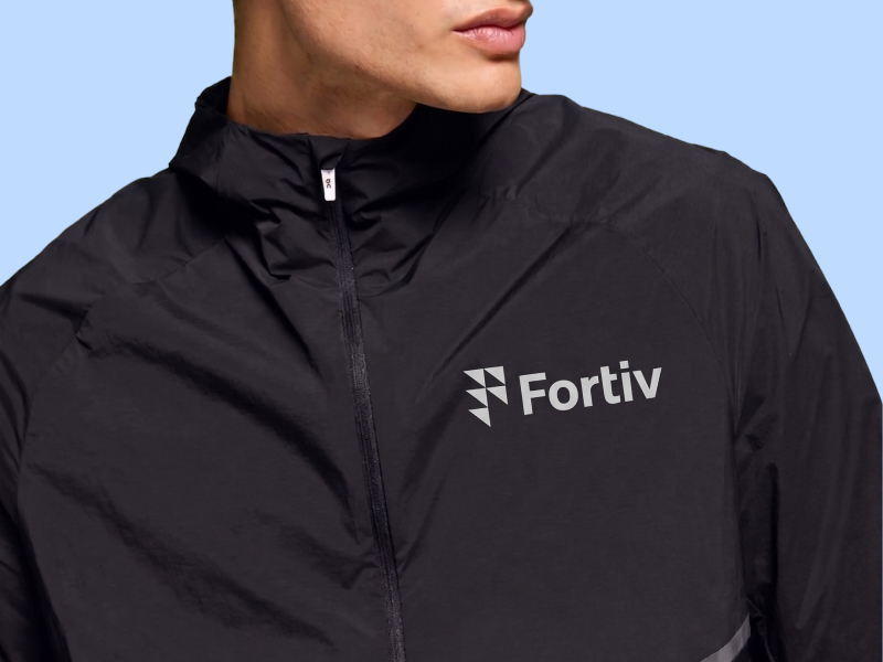 Fortiv logo on performance jacket
